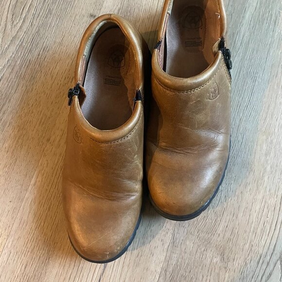 Ariat Light Brown Leather Slip-On Comfort Clogs Women's Size 7B Style 95622 - Picture 3 of 8